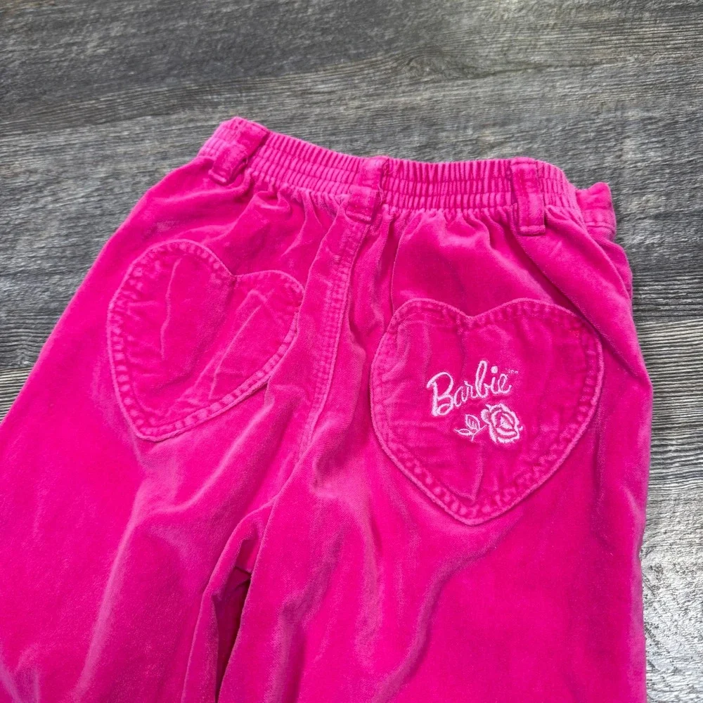 Vintage 1997‎ Barbie Hot Pink Velvet Corduroy Pants Kids Size 5